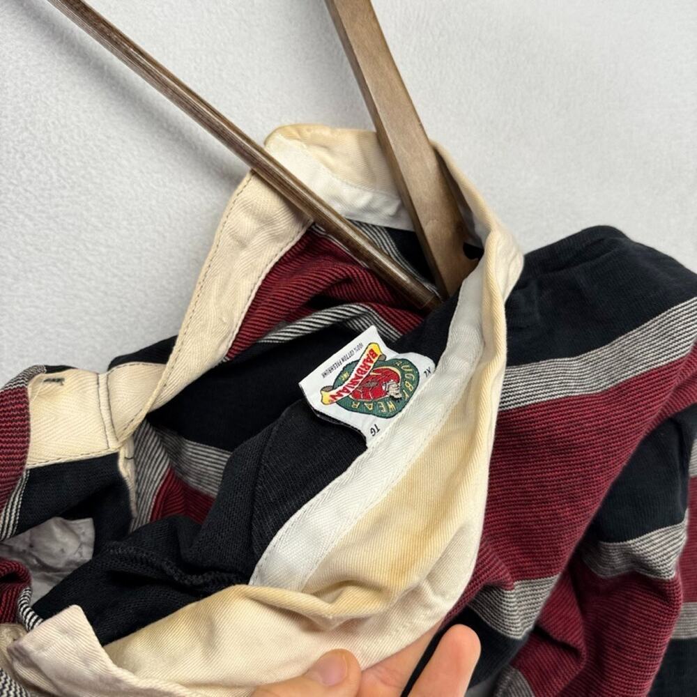 Vintage UNLV Rugby Shirt Men's XL Black Red Heavyweight Embroidered Barbarian - Picture 10 of 11